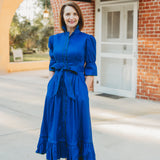 CAROL DRESS IN ROYAL BLUE/EMERALD