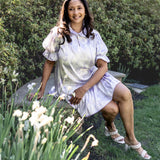 SARAH DRESS IN LAVENDER TOILE
