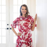 SARAH DRESS IN RED TOILE