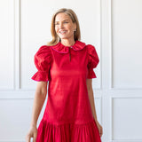 SARAH DRESS IN RED/FUCHSIA