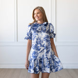 SARAH DRESS IN NAVY TOILE