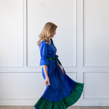 CAROL DRESS IN ROYAL BLUE/EMERALD