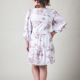 CAROLYN DRESS IN BROWN TOILE