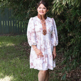 CAROLYN DRESS IN BROWN TOILE