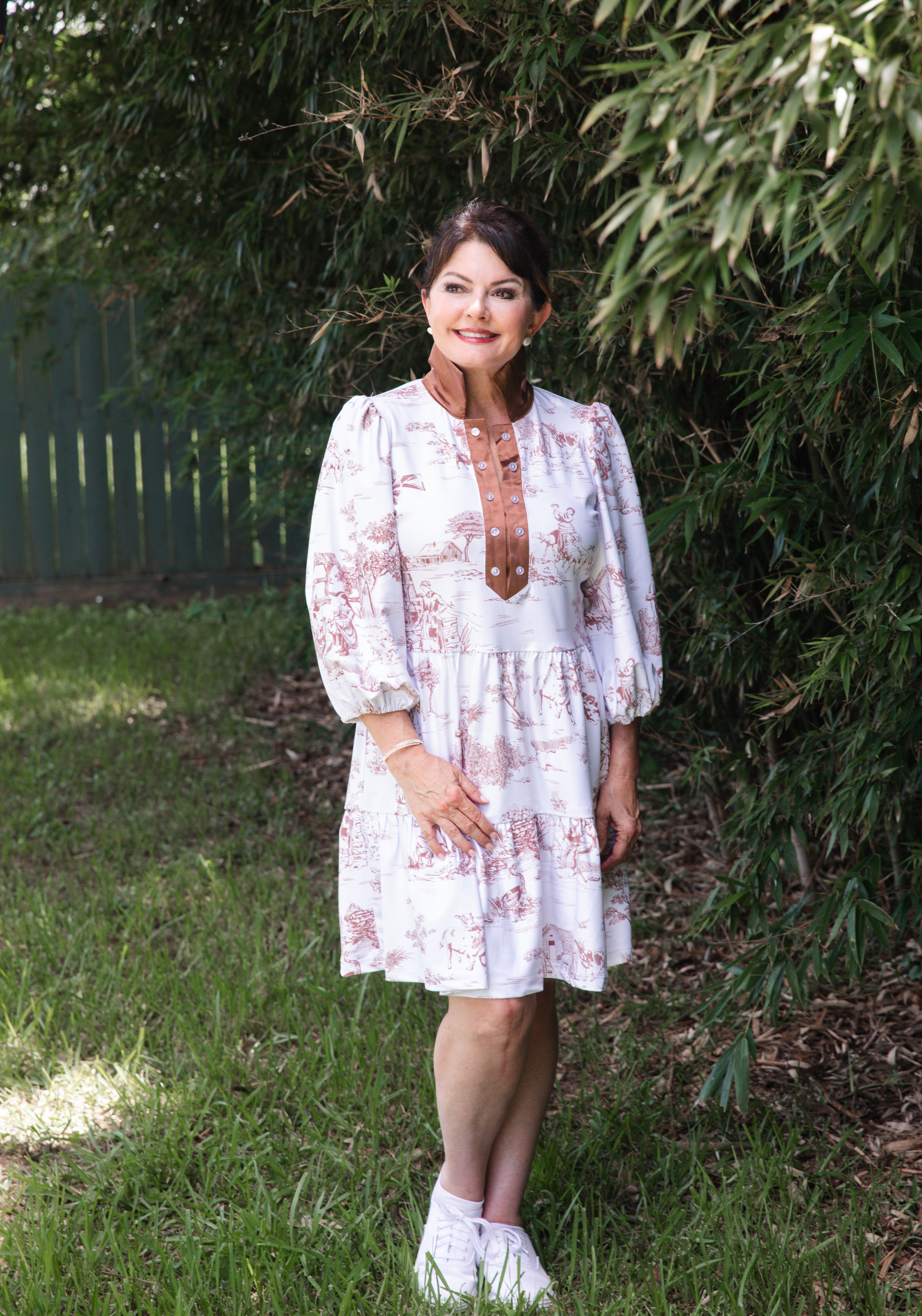 CAROLYN DRESS IN BROWN TOILE M CAROLYN DRESS IN BROWN TOILE M