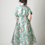 KIM DRESS IN GREEN JACQUARD