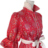CAROL DRESS IN RED BROCADE