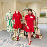 SARAH DRESS IN RED/FUCHSIA