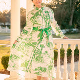 JILL DRESS IN GREEN TOILE