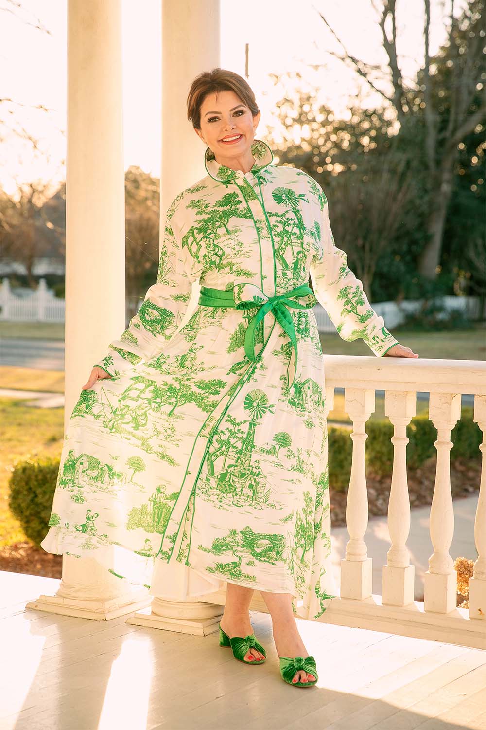 JILL DRESS IN GREEN TOILE XS JILL DRESS IN GREEN TOILE XS