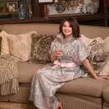 KIM DRESS IN PINK & GREY JACQUARD