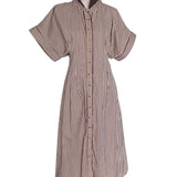 KIM DRESS BROWN STRIPE