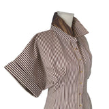 KIM DRESS BROWN STRIPE