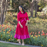 CAROL DRESS IN RED/FUCHSIA