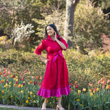 CAROL DRESS IN RED/FUCHSIA