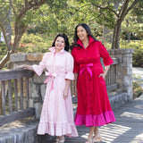 CAROL DRESS IN RED/FUCHSIA