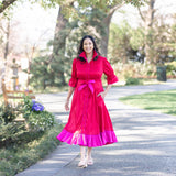 CAROL DRESS IN RED/FUCHSIA