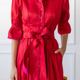 CAROL DRESS IN RED/FUCHSIA