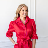CAROL DRESS IN RED/FUCHSIA