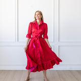 CAROL DRESS IN RED/FUCHSIA