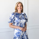 SARAH DRESS IN NAVY TOILE