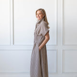 KIM DRESS BROWN STRIPE