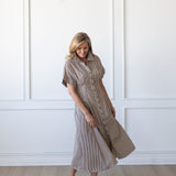 KIM DRESS BROWN STRIPE