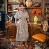 KIM DRESS BROWN STRIPE