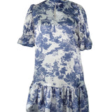 SARAH DRESS IN NAVY TOILE