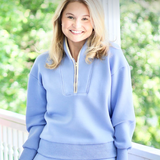 CAREN LONG SLEEVE HALF ZIP SWEATER IN BLUE
