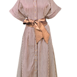 KIM DRESS BROWN STRIPE