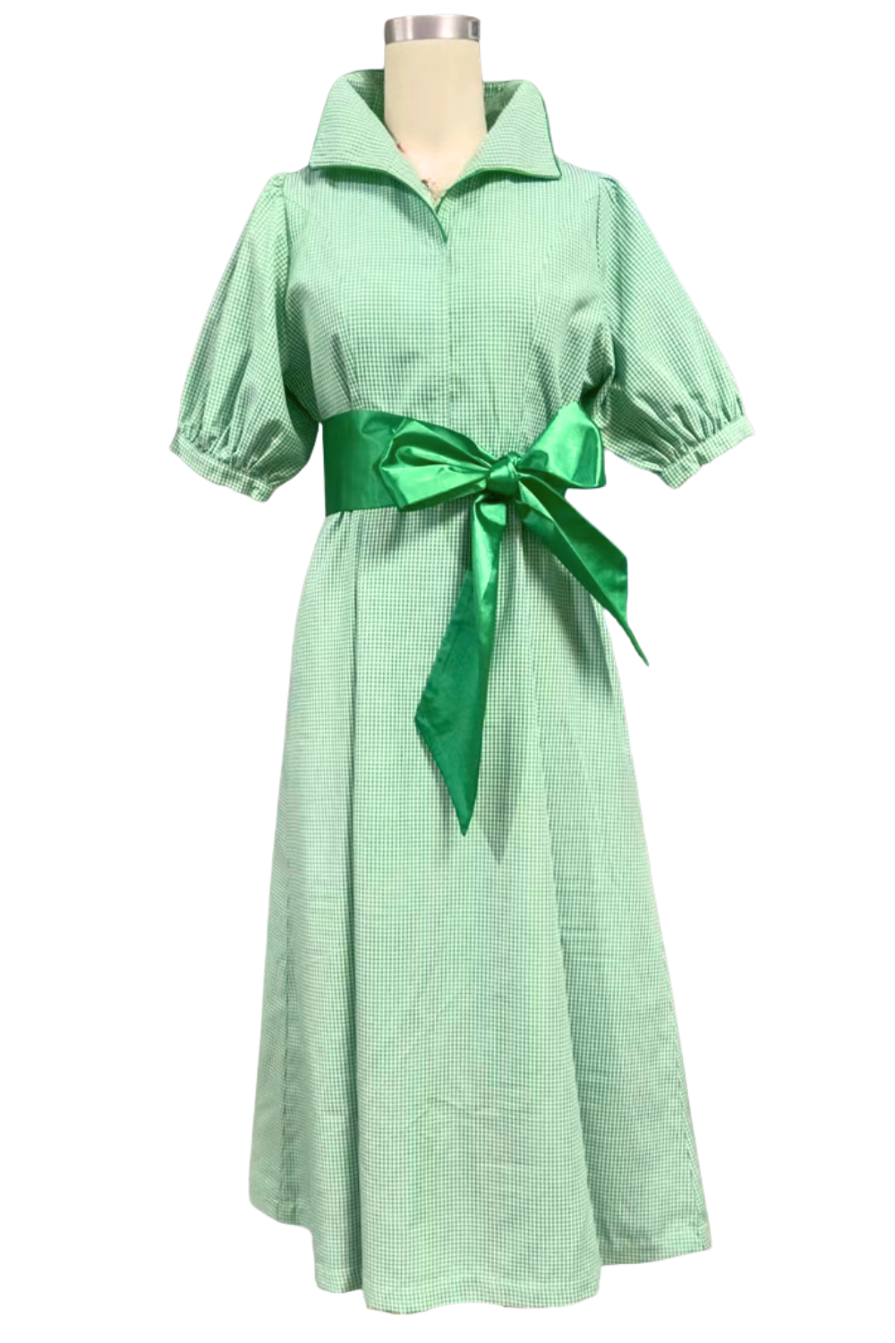 TIFFANY DRESS IN GREEN GINGHAM Kim Lolley Designs TIFFANY DRESS IN GREEN GINGHAM Kim Lolley Designs