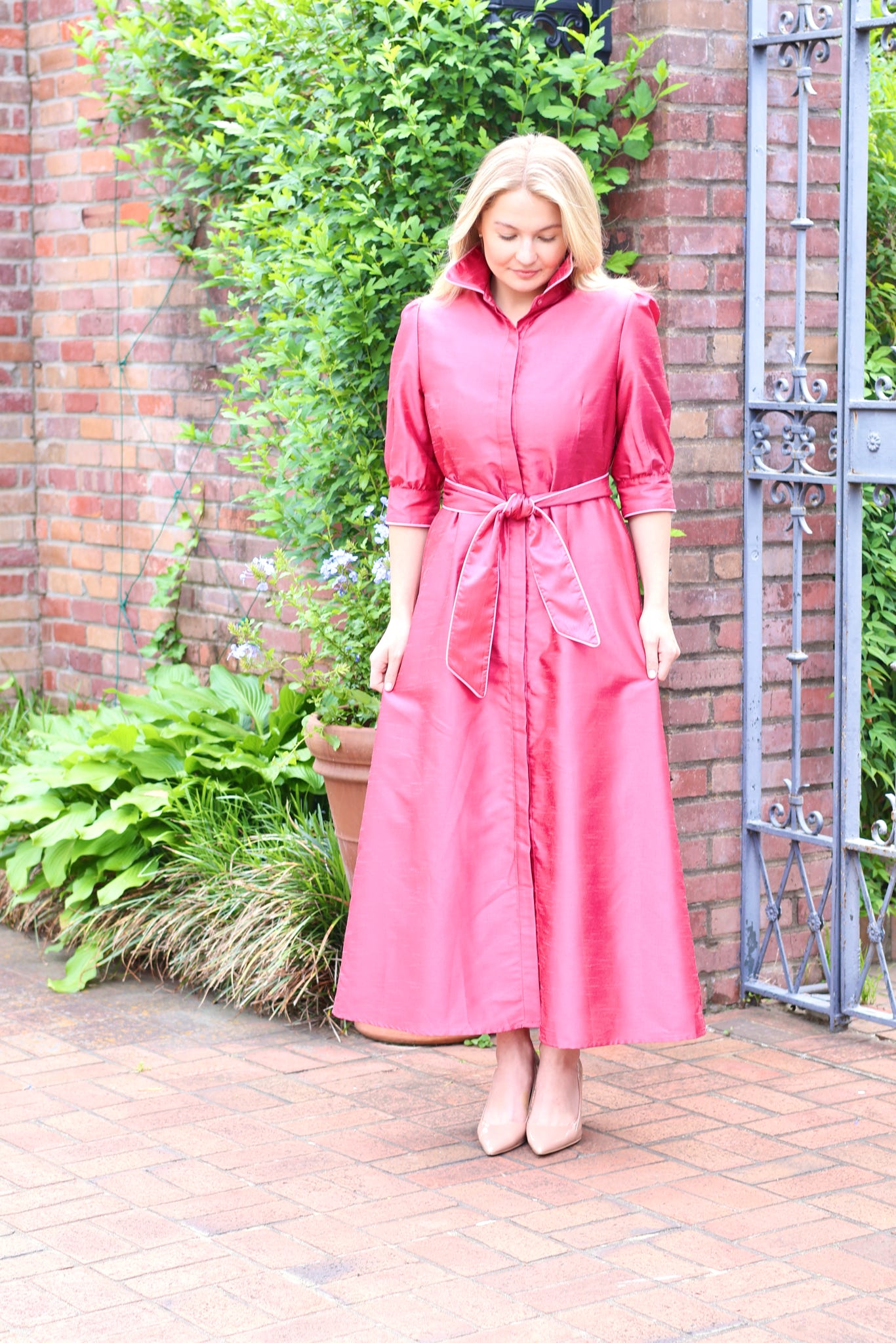 emma long sleeve dress Denim Pinstripe EMMA Maxi Dress OFUURE