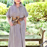 KIM DRESS BROWN STRIPE