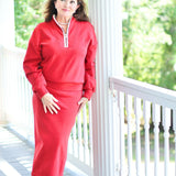 RED CAREN LONG SKIRT