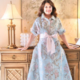 KIM DRESS IN PINK & GREY JACQUARD