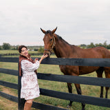 CAROLYN DRESS IN BROWN TOILE