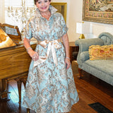 KIM DRESS IN PINK & GREY JACQUARD